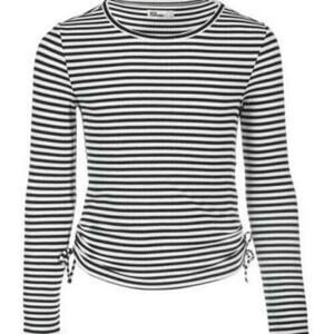 Epic Threads Ribbed-Knit Striped Top with Ties